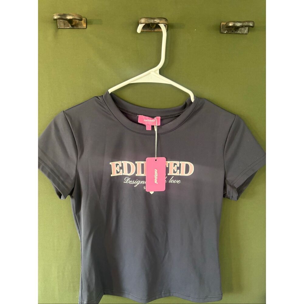 EDKITED “with love” Navy Top NWT Size Large - Picture 2 of 4